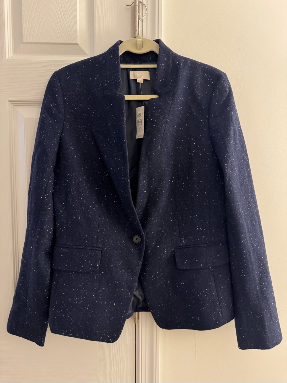 LOFT Navy Speckled Single-Button Blazer